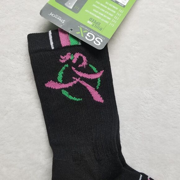 Sock Guy Womens 6-10 SGX Pink Cancer Awareness Compression Comfort Made In USA - Picture 2 of 6